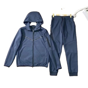 Conjunto Deportivo de Invierno para Hombre, 100% Algodón, Sudadera con Capucha Tejida, Pantalones Deportivos de Secado Rápido, Ropa Deportiva Informal para Gimnasio, Fitness y Running - Product Image 1
