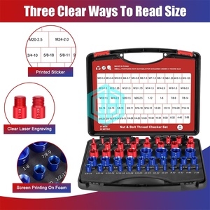 Red & Blue Thread Checker Set 50Pcs Masculino/Feminino Calibres para Parafusos e Porcas 27 Polegada 23 Metric <span class=keywords><strong>Detector</strong></span> de Tamanho Padrão em Caixa Compacta - Product Image 3