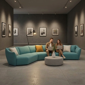 Divani angolari curvi in tessuto per area open space VIP Executive, divani da ufficio, set <span class=keywords><strong>di</strong></span> divani per sale conferenze e sale d'attesa, divano da salone - Product Image 2