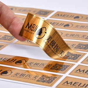 Stiker Label perekat tahan lama perak emas Foil kustom tahan air UV cap panas cetak vinil potongan kemasan Label Gulung - Product Image 5