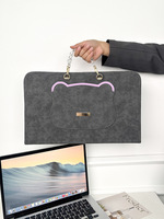 Sac pour ordinateur portable tendance pour femme, en cuir véritable fin, avec poignée perlée, grande capacité, étanche, compatible MacBook Air Pro 15 OEM