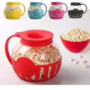 Hot Sale Mikrowelle Popcorn Popper Popcorn Eimer Mikrowellen schalen Boro silikat glas 3-in-1 Silikon deckel Popcorn Hersteller