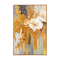 Décoration murale sur toile faite main, paysage abstrait moderne à texture 3D, tableau luxueux arbre de vie à feuille d’or