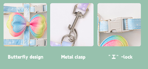 ชุดสายจูงและสายจูงสำหรับแมวสัตว์เลี้ยงสุดหรูสายจูงและสายจูงสุนัขลูกแมวและสายจูงแบบมีปีกหลังไล่ระดับสี - Product Image 6