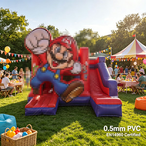 Château gonflable commercial à thème animalier avec toboggan et souffleur d'air, capacité maximale >400KG pour événements - Product Image 1