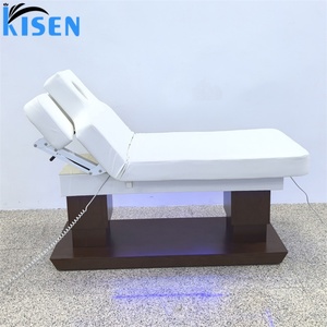 Lit de salon de beauté électrique moderne Kisen à 4 moteurs avec base en bois, éclairage LED, accoudoirs réglables, télécommande, couleur personnalisée - Product Image 4