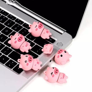 แฟลชไดรฟ์ USB รูปหมูน้อยสีชมพูน่ารักแบบขายส่ง ความจุ 4GB 16GB 32GB 64GB 256GB เมมโมรี่สติ๊ก ของขวัญ - Product Image 2