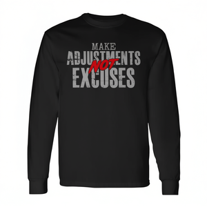 T-shirt à manches longues avec <span class=keywords><strong>citation</strong></span> motivante : « Faites des ajustements, pas des excuses » - Product Image 2