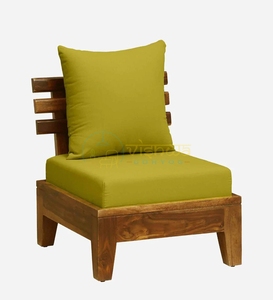 Fauteuil lounge en bois de Sheesham avec dossier à lattes, assise rembourrée, structure solide, grain naturel, mobilier d'appoint rustique et moderne - Product Image 1