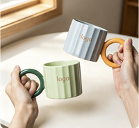 Nouvelle tasse à lait en porcelaine émaillée mate New Nordic Circle 380 ml, réutilisable, écologique, en céramique, avec poignée, pour la maison et les voyages