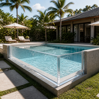 Panneau en PMMA coulé ultra-transparent sur mesure, épais, anti-UV, en acrylique, pour fenêtre de piscine à débordement d'hôtel ou de villa