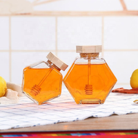 Bouteilles d'emballage de miel en verre, souvenirs uniques, pots conteneurs de pots avec cuillères, vente en gros, ml