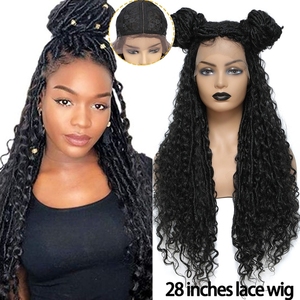 Papillon Locs Lace Front Tressé Perruques Premium Cheveux Synthétiques Perruques Doux À La Main crochet En Détresse Déesse <span class=keywords><strong>Rivière</strong></span> Locs Cheveux Perruques - Product Image 3