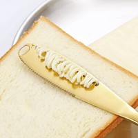 Couteau à fromage multifonctionnel 3-en-1 en métal doré, couteau à beurre en acier inoxydable, et couteau à confiture et beurre de cacahuète – Vente en gros