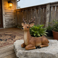 Pot de fleurs réaliste en résine en forme de cerf - Pot décoratif en forme de faon pour jardin extérieur, support fantaisie pour plantes succulentes pour patio, cour