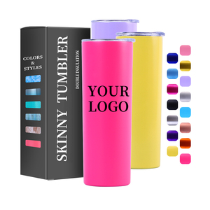 Vasos de sublimación en blanco delgados rectos de 20oz con aislamiento de doble pared de acero inoxidable personalizados con pajita - Product Image 1