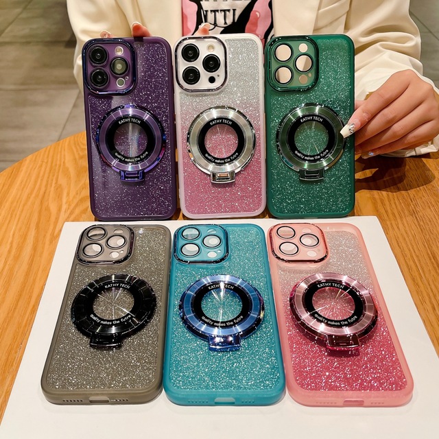 For Xiaomi Redmi Note 13 4G/Note 13 Pro 4G Case Cover Transparent Electroplated Magnetic Ring Holder Kickstand Girls Phone case