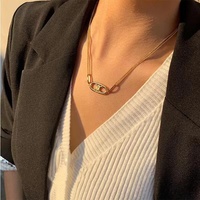 Ensemble de Bijoux Tendance en Acier Inoxydable Double avec Lettres en Acier Titane, Collier et Bracelet Vente Chaude