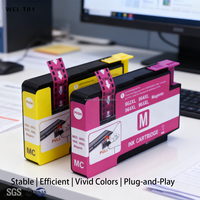 WEL-TRY 963/963XL Full untuk Cartridge Pigment Chip Sekali Pakai untuk Printer HP OfficeJet Pro 9010/9012 Hasil Cetak 1000/700 Halaman Daya Tahan 18 Bulan