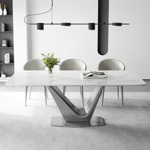 <span class=keywords><strong>Table</strong></span> à manger en pierre frittée de luxe simple mais légère <span class=keywords><strong>table</strong></span> design originale pour le dîner adaptée à un environnement domestique confortable - Product Image 2