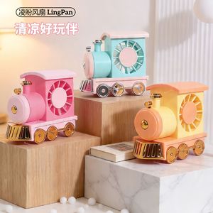 LingPan <b>Mini</b> <b>Desk</b> Fan Train Shape USB Rechargeable Quiet Strong Wind For Kids Students Gift - Product Image 1