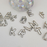 Pendentif Lettre Perle 3D en Acier Inoxydable 12*17mm 17*25mm, 26 Breloques Lettres Bulles pour Fabrication de Colliers Bijoux DIY