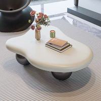 Ensemble de table basse moderne en bois de noyer gris et blanc, grand modèle ovale incurvé, style rustique élégant, design nordique minimaliste unique pour salon