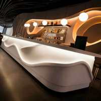 Comptoir de bar LED incurvé moderne, en forme de vague, lumineux, pour salon commercial haut de gamme, boîte de nuit, restaurant