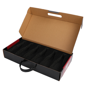 High quality custom printing corrugated foldable paper gift box handle paperbox giftbox for six bottle wine packing