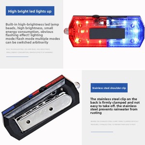 Có thể sạc lại LED Vai Clip-on tín hiệu cảnh báo ánh sáng ABS Vật liệu đêm tuần tra ngoài trời đêm chạy cứu hộ nhấp nháy giao thông - Product Image 4