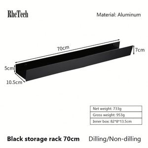 Estante de almacenamiento de baño y cocina moderno sin perforaciones, montado en la pared de metal de aluminio, respetuoso con el medio ambiente, duradero para uso en apartamentos - Product Image 4