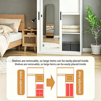 Armoire à vêtements en métal grande capacité avec zone de suspension, porte coulissante, rangement multi-zones et compartiment privé verrouillable pour la maison