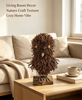 Figurine d'hibou artisanale en brindilles naturelles, statue d'hibou rustique en bois pour la décoration de table ou de ferme