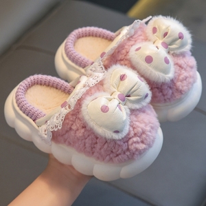 Zapatillas de algodón para niños de todas las edades de invierno, zapatos de felpa mullidos cálidos de princesa para niñas - Product Image 4