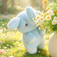 Peluches d'éléphant moelleuses Kawaii, adorables éléphants bleus et roses avec broderie pour la décoration de la chambre