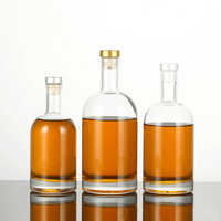Botella de Vidrio Transparente Redonda Personalizada de 100ml, 200ml, 250ml, 375ml, 500ml, 750ml, 1L para Vino y Licores, con Certificación CE, para Festivales