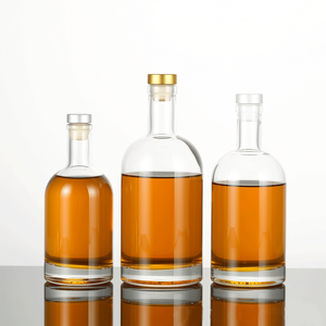 Custom 100ml 200ml 250ml 375ml 500ml 750ml 1L vuoto vino liquore bottiglia di <span class=keywords><strong>vetro</strong></span> rotonda trasparente e alcol bottiglia <span class=keywords><strong>per</strong></span> il Festival - Product Image 1