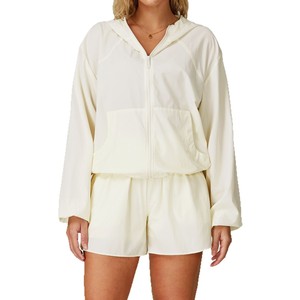 Giacca da Yoga con Cappuccio per Donna, <span class=keywords><strong>Alta</strong></span> Qualità, Resistente ai Raggi UV, Traspirante, Asciugatura Rapida, Lunghezza Intera, in Spandex/Nylon con Zip, <span class=keywords><strong>Protezione</strong></span> <span class=keywords><strong>Solare</strong></span> - Product Image 2