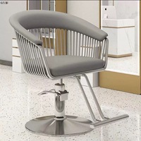 Fauteuil de coiffure hydraulique rose pour femmes, durable, pour salons de beauté et de coiffure, base dorée, cuir synthétique, vente en gros