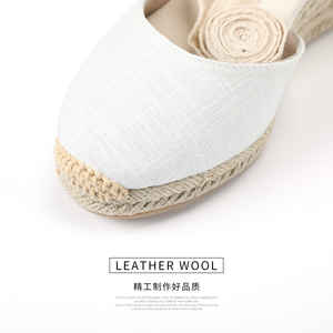 Chaussures d'été en toile à semelles <span class=keywords><strong>compensées</strong></span> pour femmes, sandales couvrant les orteils, bouche peu profonde, sandales à bride de cheville pour femmes, <span class=keywords><strong>espadrilles</strong></span> - Product Image 6