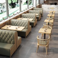 Café-restaurant restauration rapide Restaurant commercial table et chaise en bois ensemble en cuir café banc canapé sièges japonais salle à manger ensemble de chaises