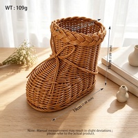 Panier cadeau en rotin tressé imitation fait main pour bottes de neige, vase en rotin, vase à fleurs en osier, pot à fleurs tressé, vase pour fleurs séchées