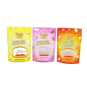 Private Label Soft Touch Empty Bag Organic Strawberry Candy Gummies Package Gummy Bear Packaging With Zipper