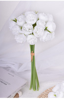 BF-R36 Vente en gros – Bouquet de 27 têtes de pivoines artificielles en soie, faites à la main, style INS, avec camélias, roses et herbe de lafite – Fleurs artificielles réalistes