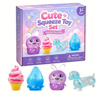 Ensemble de jouets sensoriels à rebond lent anti-stress : crème glacée, méduse, cube – Cadeau idéal pour enfants et adultes, parfait pour les fêtes