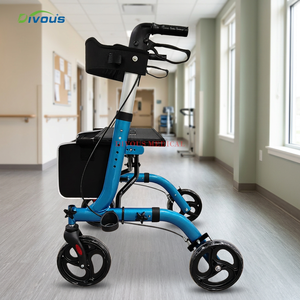Andador ultraligero con ruedas de aluminio, fácil de plegar, con asiento para personas mayores o con discapacidad, andador de 4 ruedas. - Product Image 1