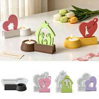 Moule en silicone pour bougeoir en forme de maison cœur, pour décoration familiale DIY, base à insérer pour signe, résine époxy et plâtre