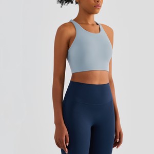 Comodo reggiseno da Yoga con cinturino incrociato in Nylon Spandex gilet da Fitness per la pelle con attrezzatura da allenamento semplice - Product Image 3