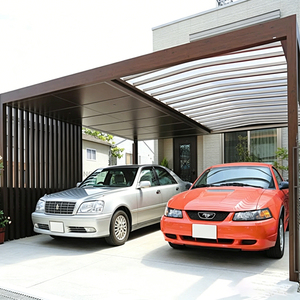 Abri de voiture moderne en aluminium pour 2 véhicules, toit plat, imperméable, abri de stationnement extérieur, structure thermolaquée - Product Image 1