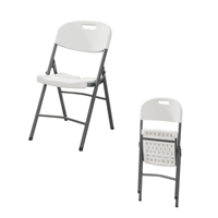 Ensemble de chaises et tables pliantes en plastique avec structure en acier, design moderne pour restaurant, salle à manger, salon